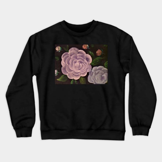 White Rose Crewneck Sweatshirt by Allison Prior Art